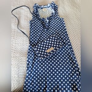 Kate Spade Blue and White Checkered Dress with Matching Bag